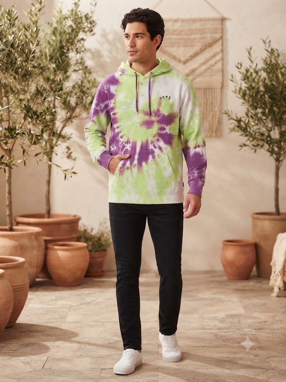 Vans Tie-Dye Hoodie in Green & Purple
